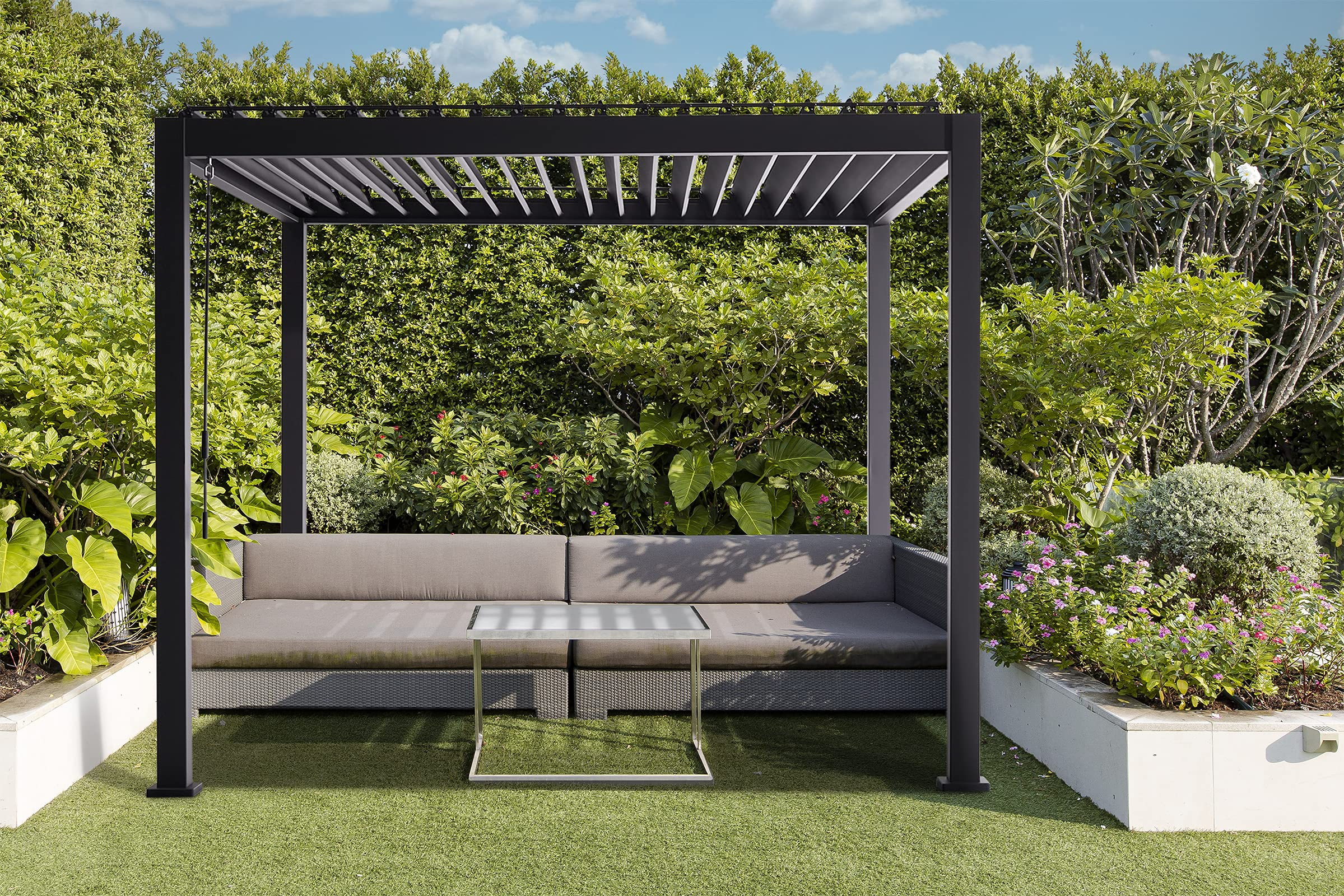 【Home&Garden】Outdoor Louvered Pergola 10' x 13' Aluminum Dark Bronze Outdoor Deck Garden Patio Gazebo